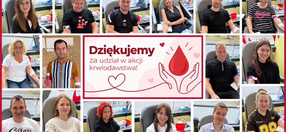 Kolorowy kolaż dawców krwi z podziękowaniem
